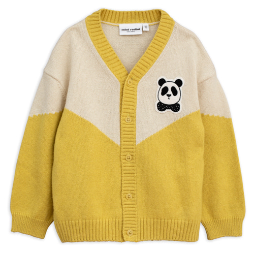 panda knitted wool cardigan-yellow